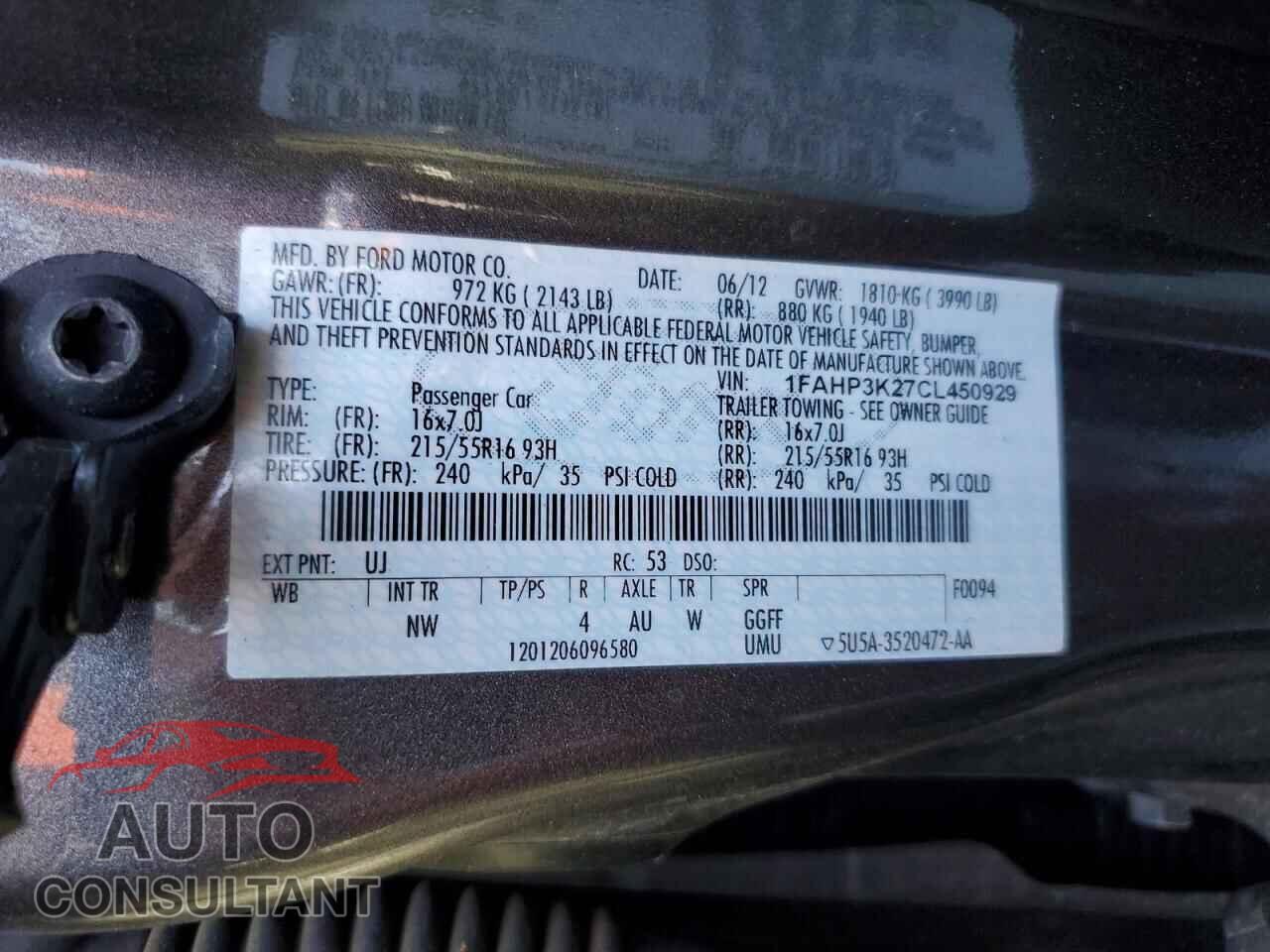 FORD FOCUS 2012 - 1FAHP3K27CL450929