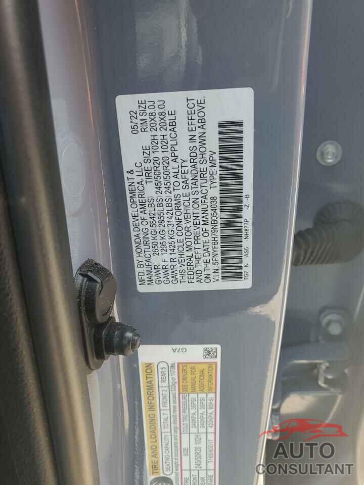 HONDA PILOT 2022 - 5FNYF6H79NB054038