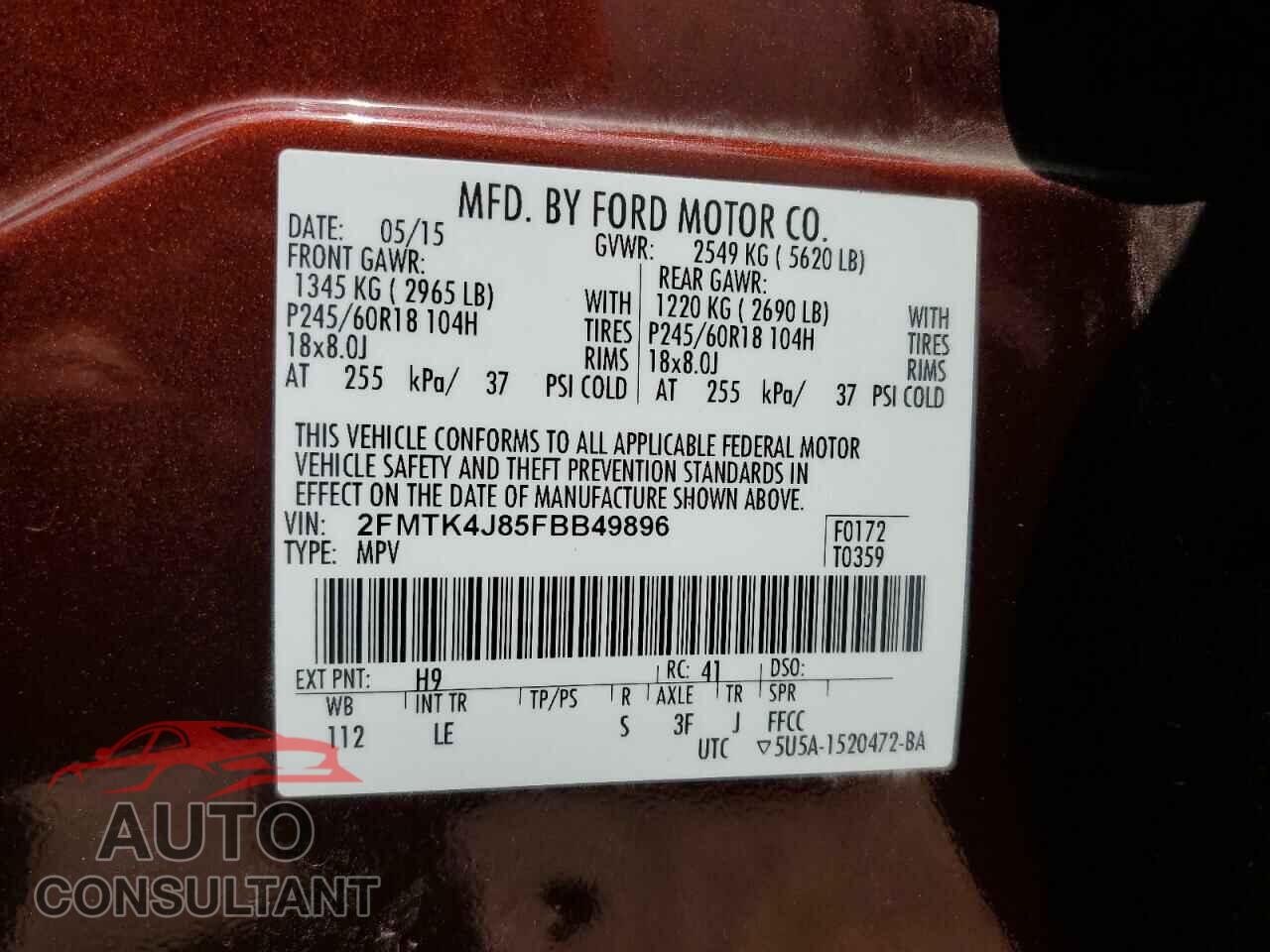 FORD EDGE 2015 - 2FMTK4J85FBB49896