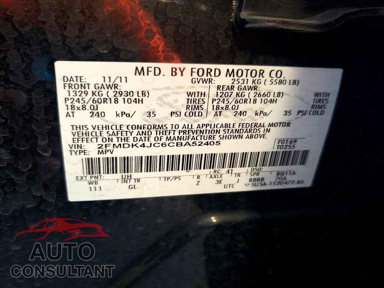 FORD EDGE 2012 - 2FMDK4JC6CBA52405