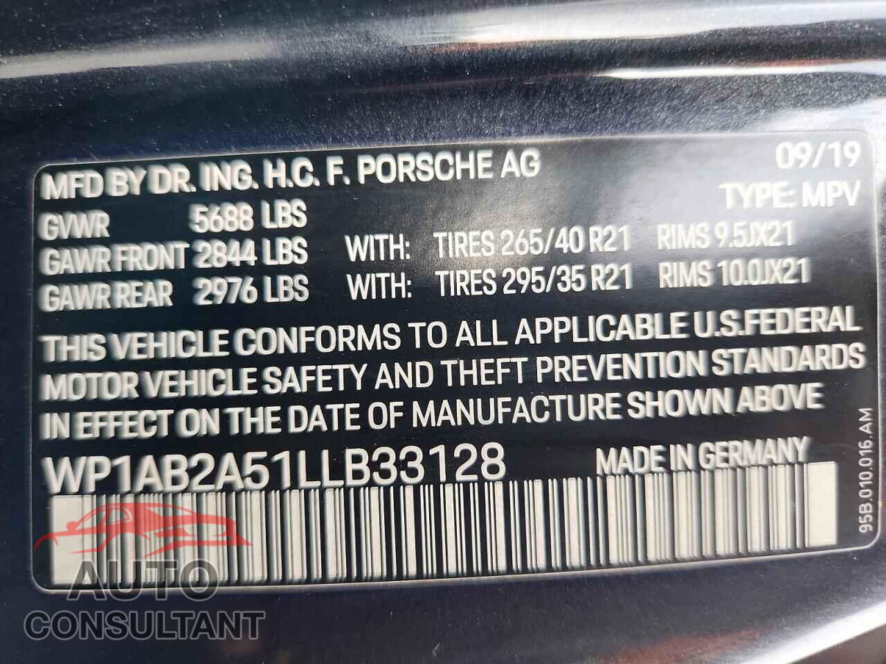 PORSCHE MACAN 2020 - WP1AB2A51LLB33128