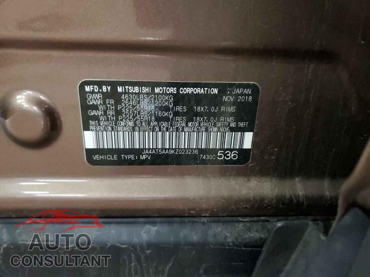 MITSUBISHI ECLIPSE 2019 - JA4AT5AA9KZ023236