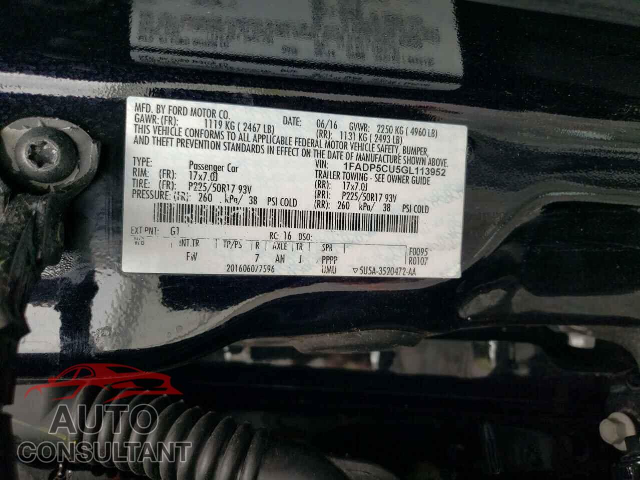 FORD CMAX 2016 - 1FADP5CU5GL113952