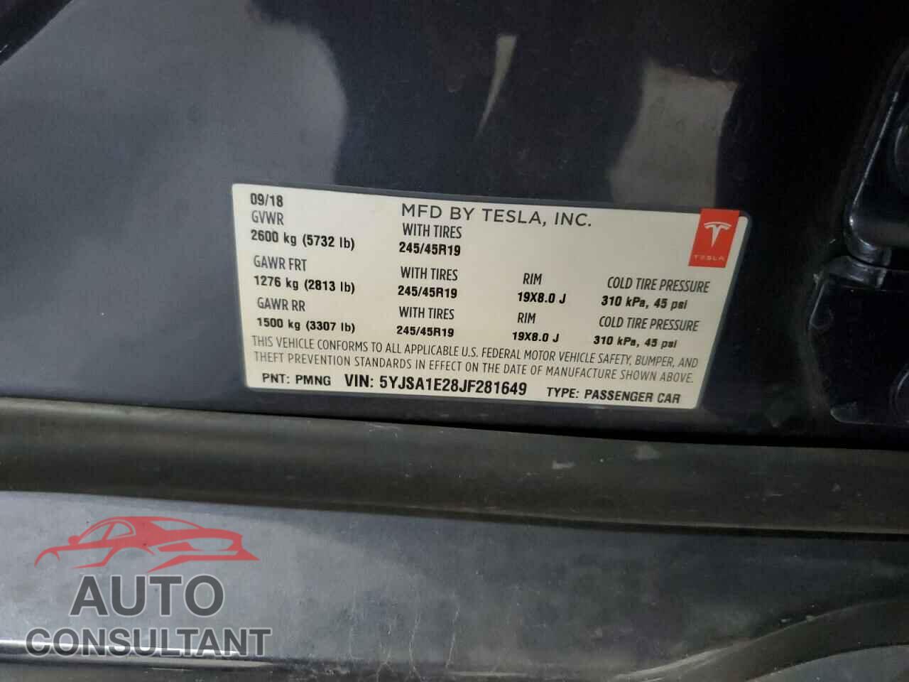 TESLA MODEL S 2018 - 5YJSA1E28JF281649