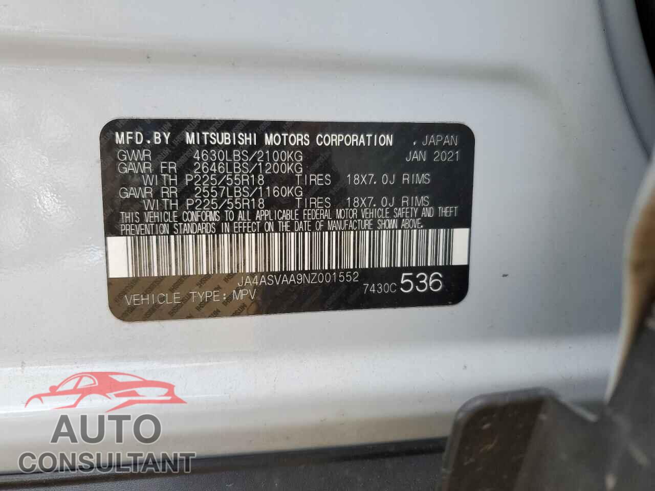 MITSUBISHI ECLIPSE 2022 - JA4ASVAA9NZ001552