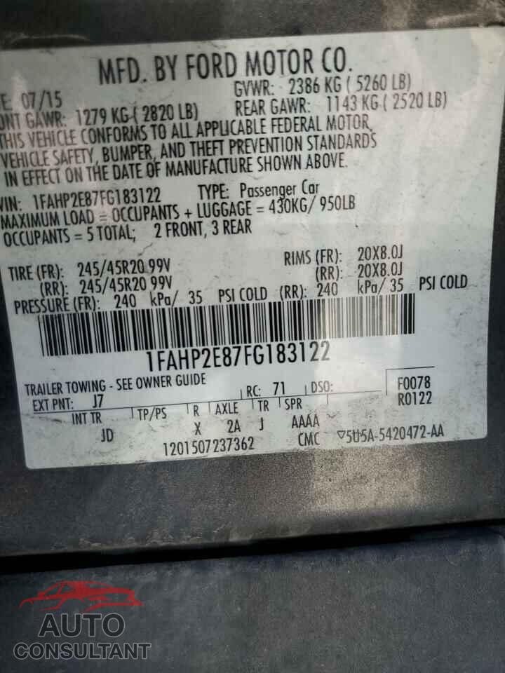FORD TAURUS 2015 - 1FAHP2E87FG183122