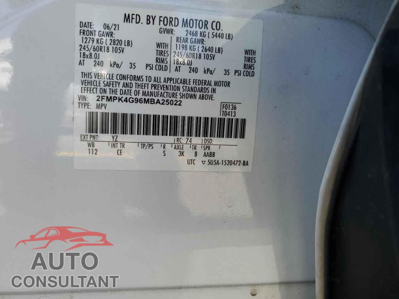 FORD EDGE 2021 - 2FMPK4G96MBA25022