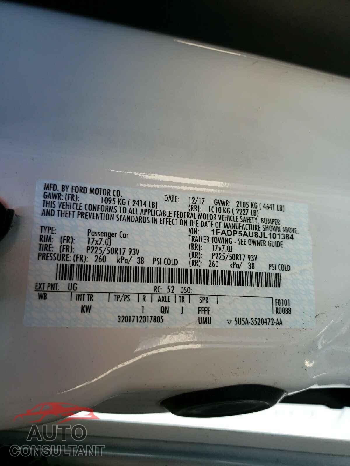 FORD CMAX 2018 - 1FADP5AU8JL101384