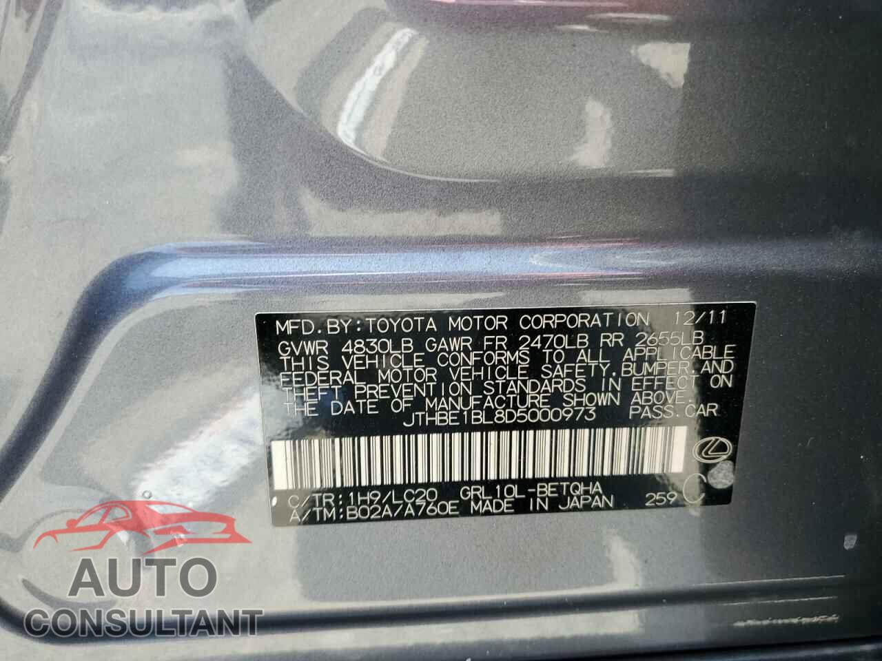 LEXUS GS350 2013 - JTHBE1BL8D5000973