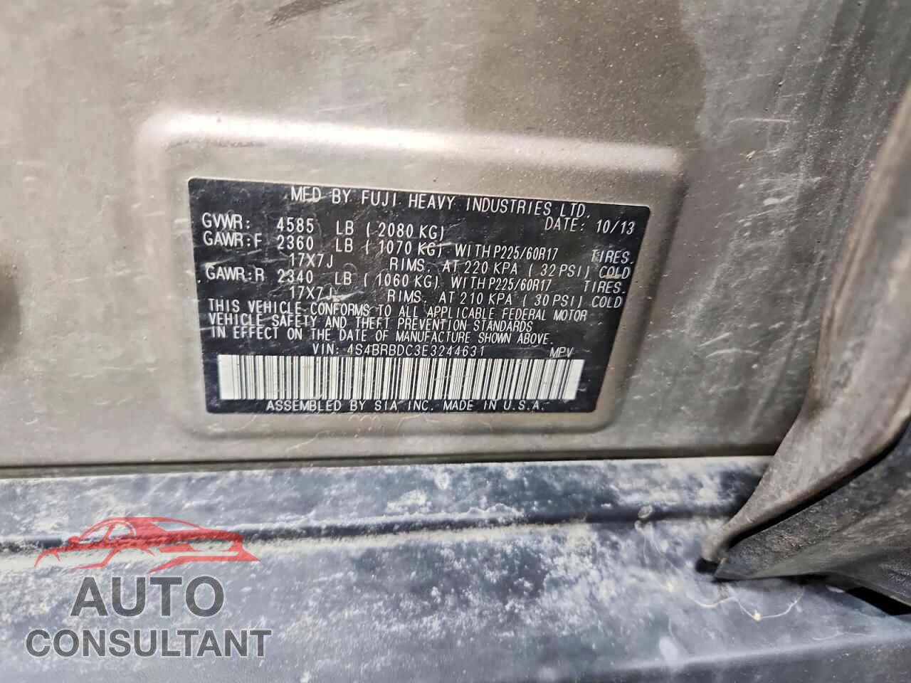 SUBARU OUTBACK 2014 - 4S4BRBDC3E3244631