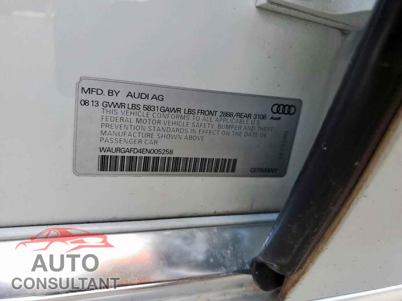 AUDI A8 2014 - WAURGAFD4EN005258