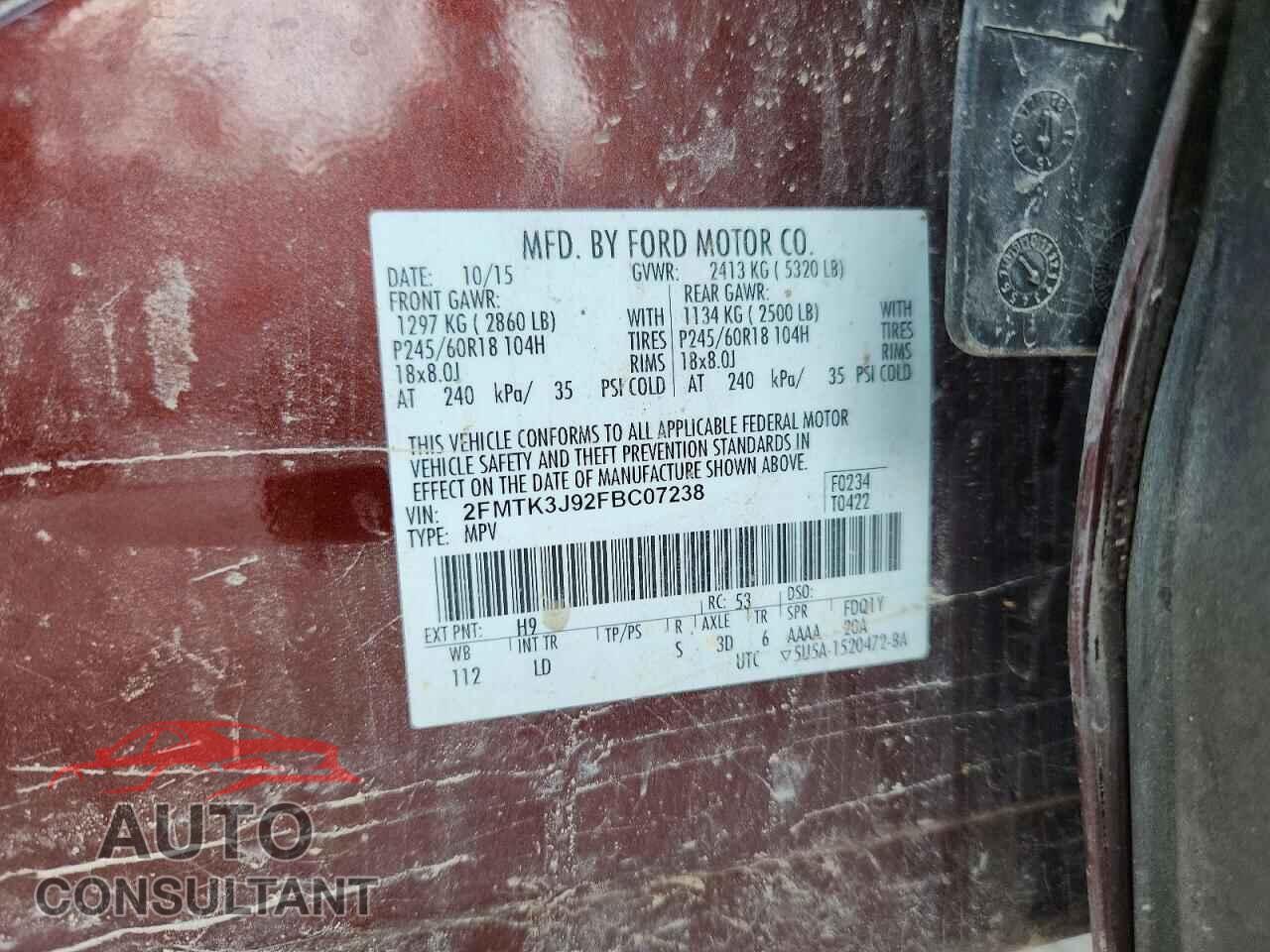 FORD EDGE 2015 - 2FMTK3J92FBC07238