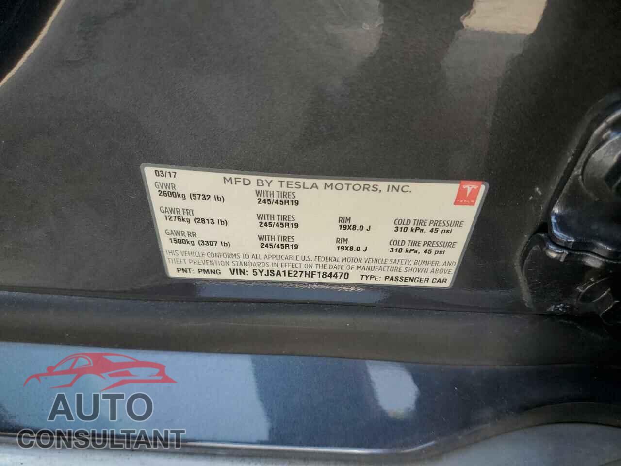 TESLA MODEL S 2017 - 5YJSA1E27HF184470
