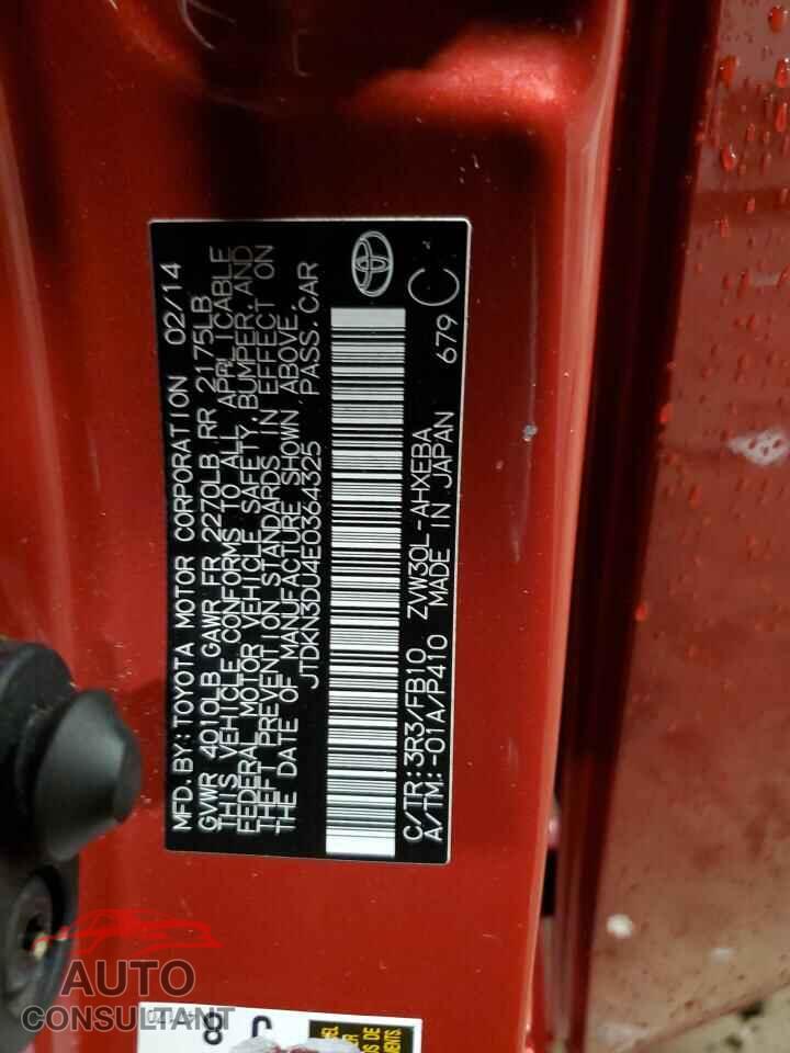 TOYOTA PRIUS 2014 - JTDKN3DU4E0364325