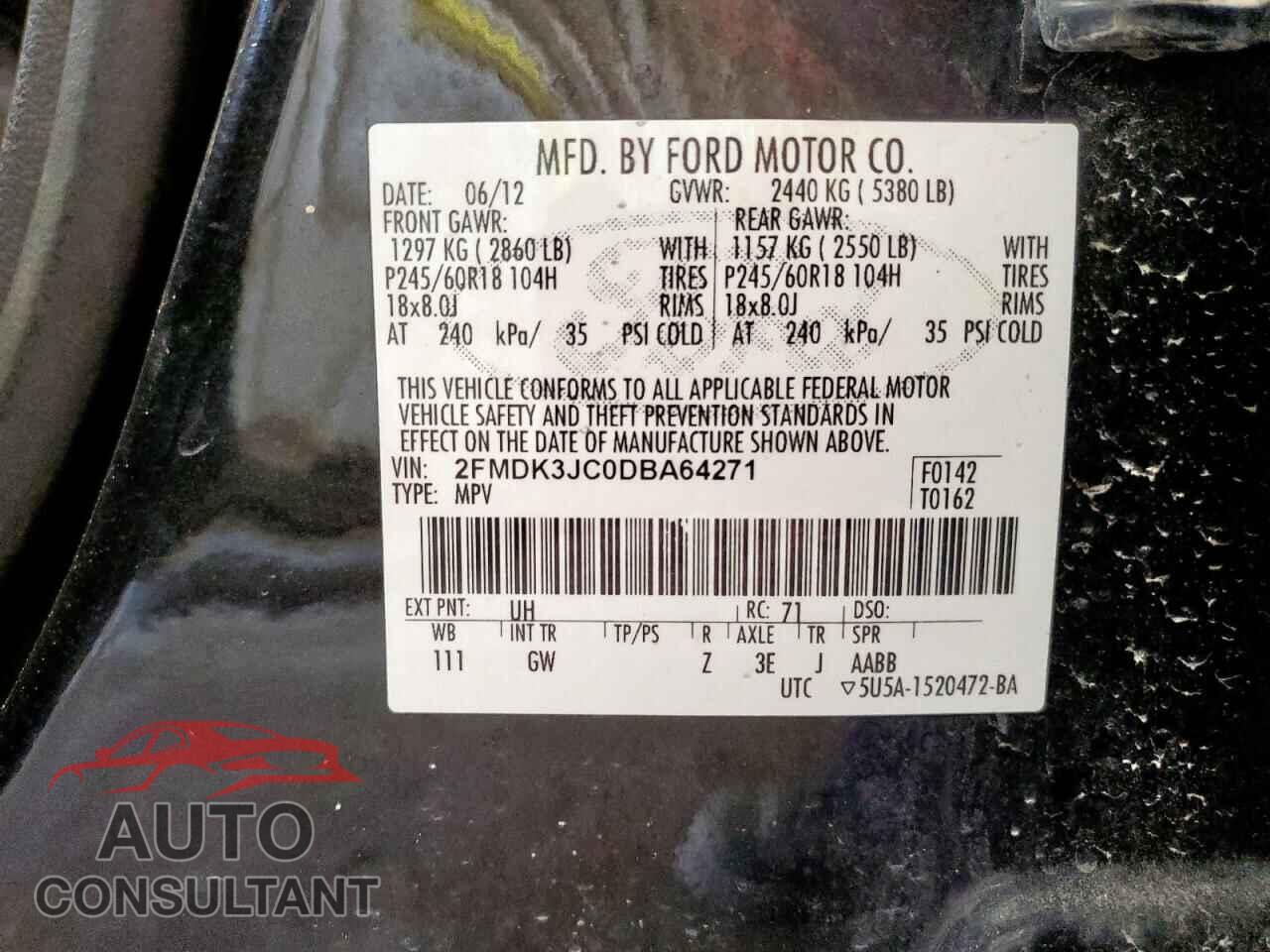 FORD EDGE 2013 - 2FMDK3JC0DBA64271