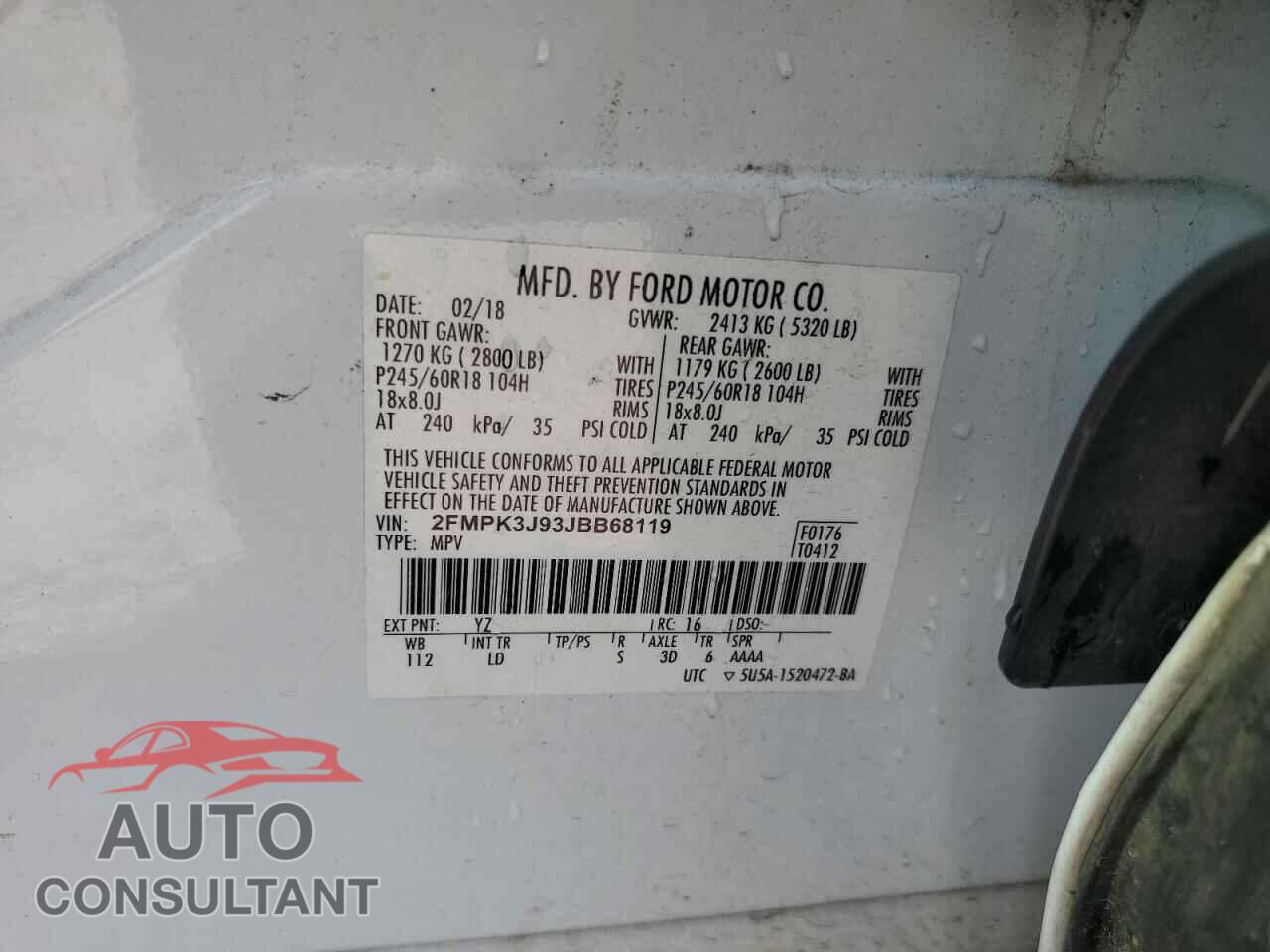 FORD EDGE 2018 - 2FMPK3J93JBB68119