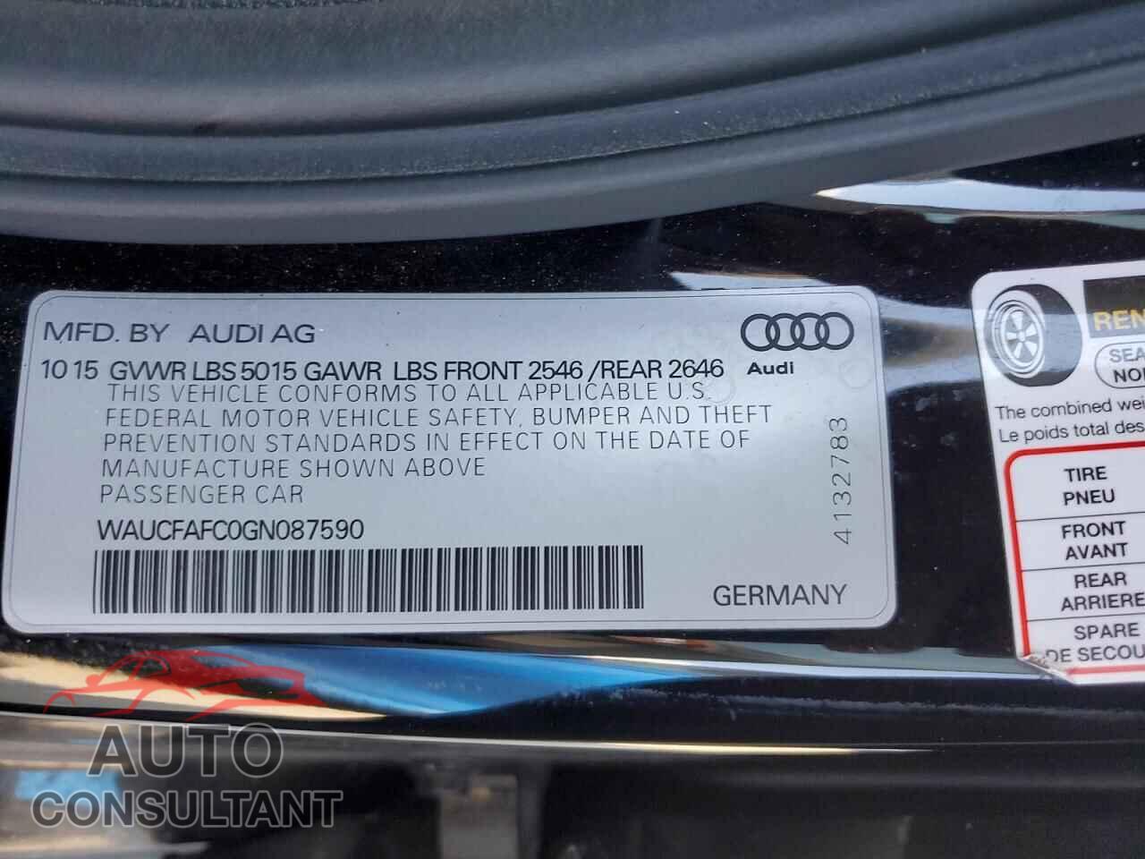 AUDI A6 2016 - WAUCFAFC0GN087590