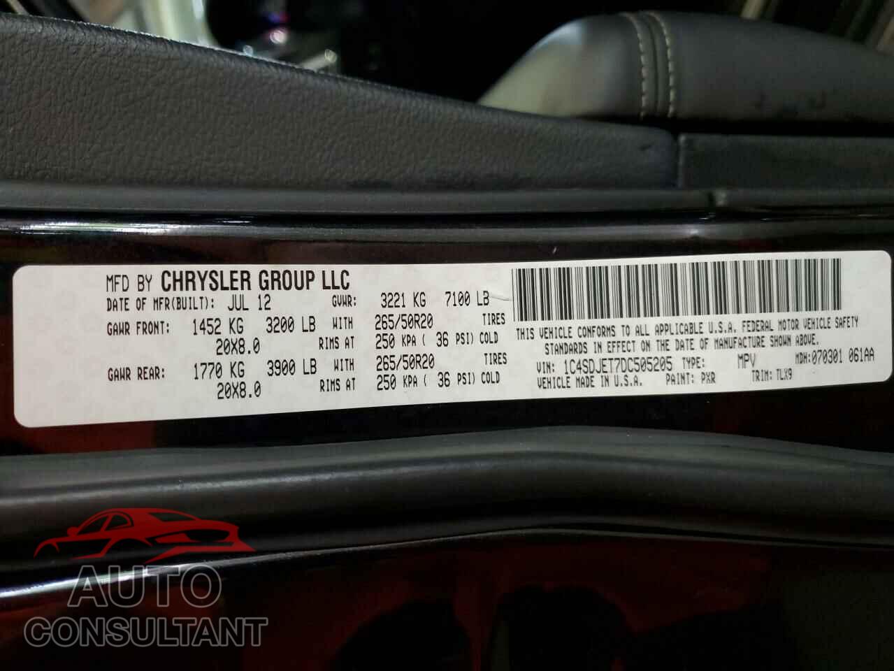 DODGE DURANGO 2013 - 1C4SDJET7DC505205