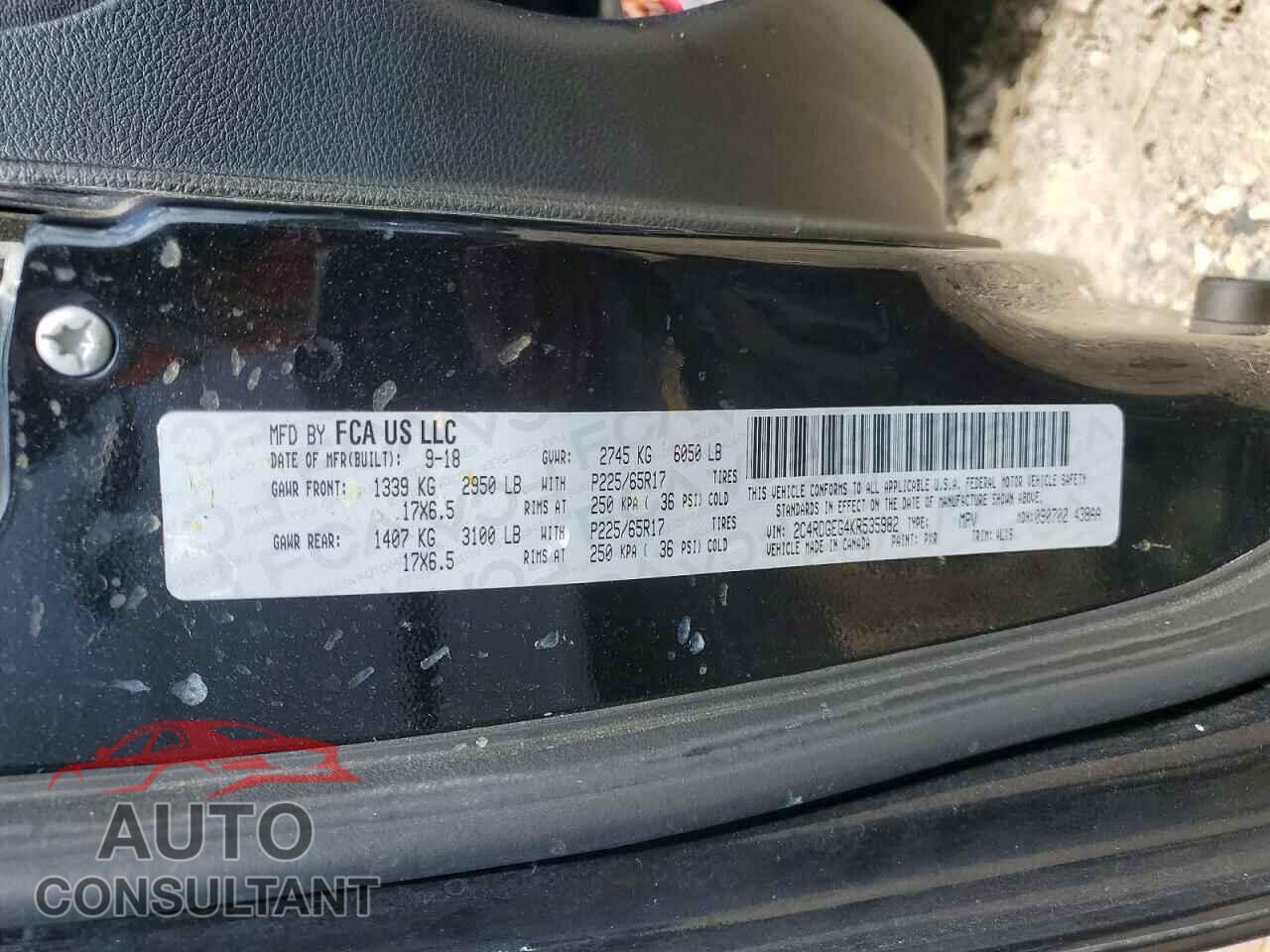 DODGE CARAVAN 2019 - 2C4RDGEG4KR535982