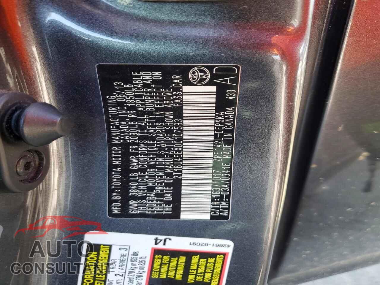 TOYOTA COROLLA 2013 - 2T1BU4EEXDC107593
