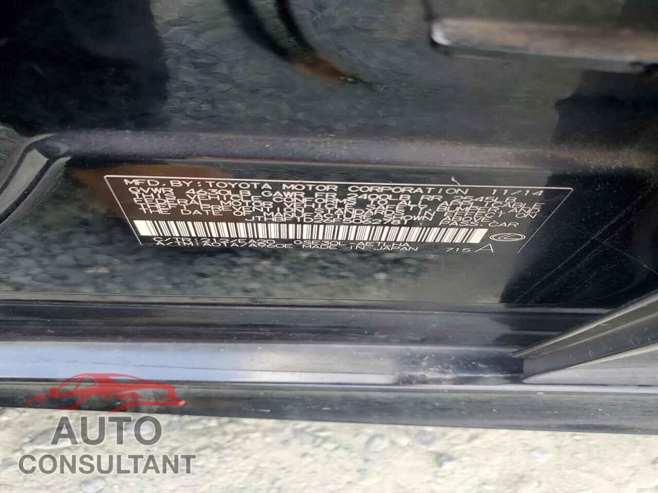LEXUS IS 2015 - JTHBF1D26F5062781