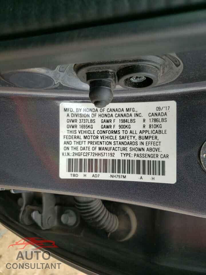 HONDA CIVIC 2017 - 2HGFC2F72HH571192