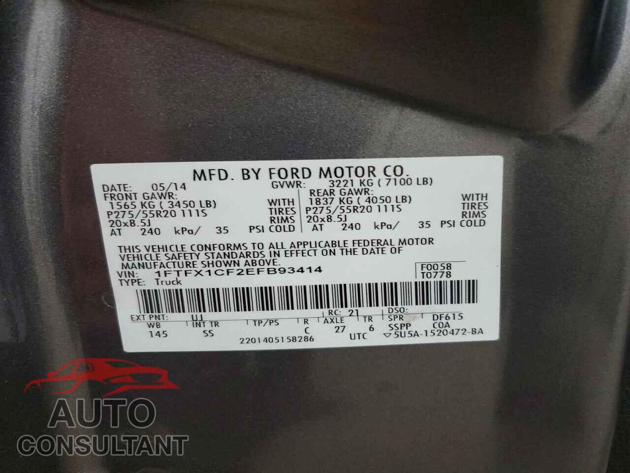 FORD F150 2014 - 1FTFX1CF2EFB93414