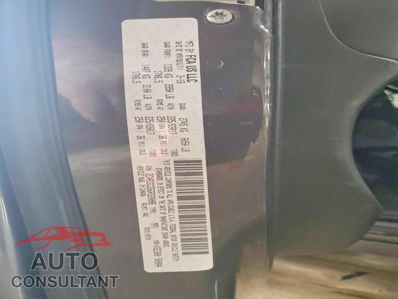 DODGE CARAVAN 2016 - 2C4RDGCG5GR320086
