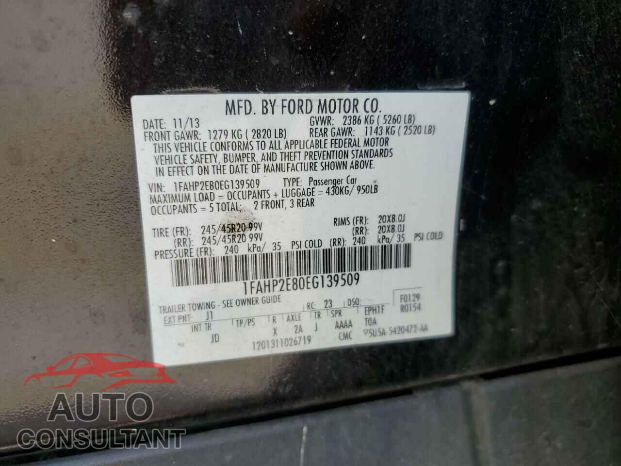 FORD TAURUS 2014 - 1FAHP2E80EG139509
