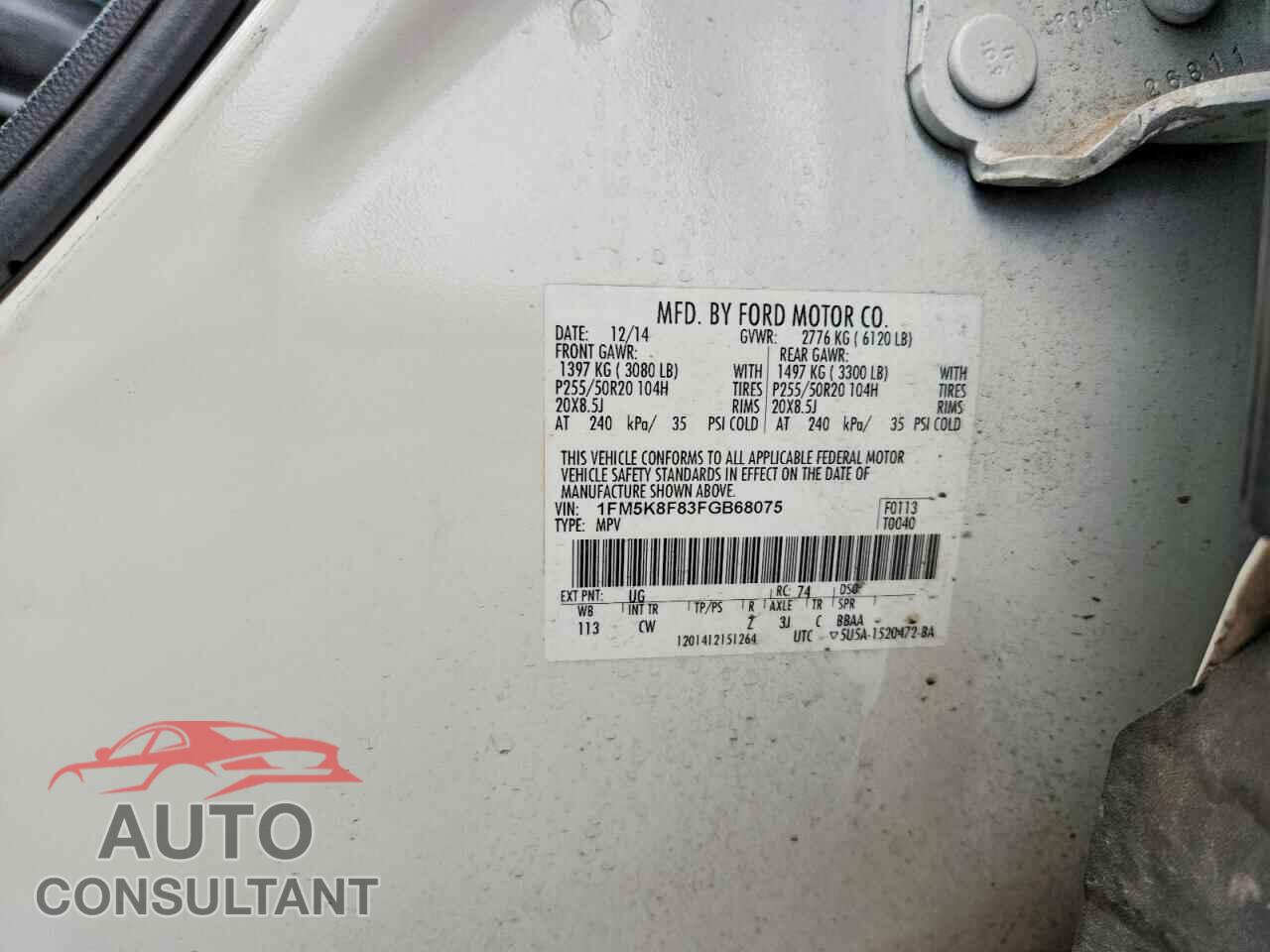 FORD EXPLORER 2015 - 1FM5K8F83FGB68075