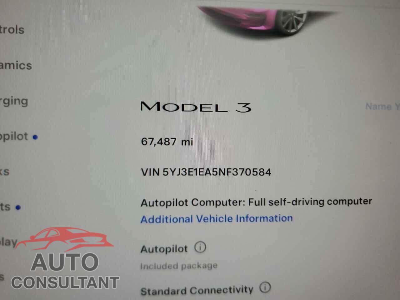 TESLA MODEL 3 2022 - 5YJ3E1EA5NF370584