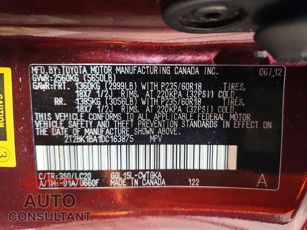 LEXUS RX350 2013 - 2T2BK1BA1DC163875