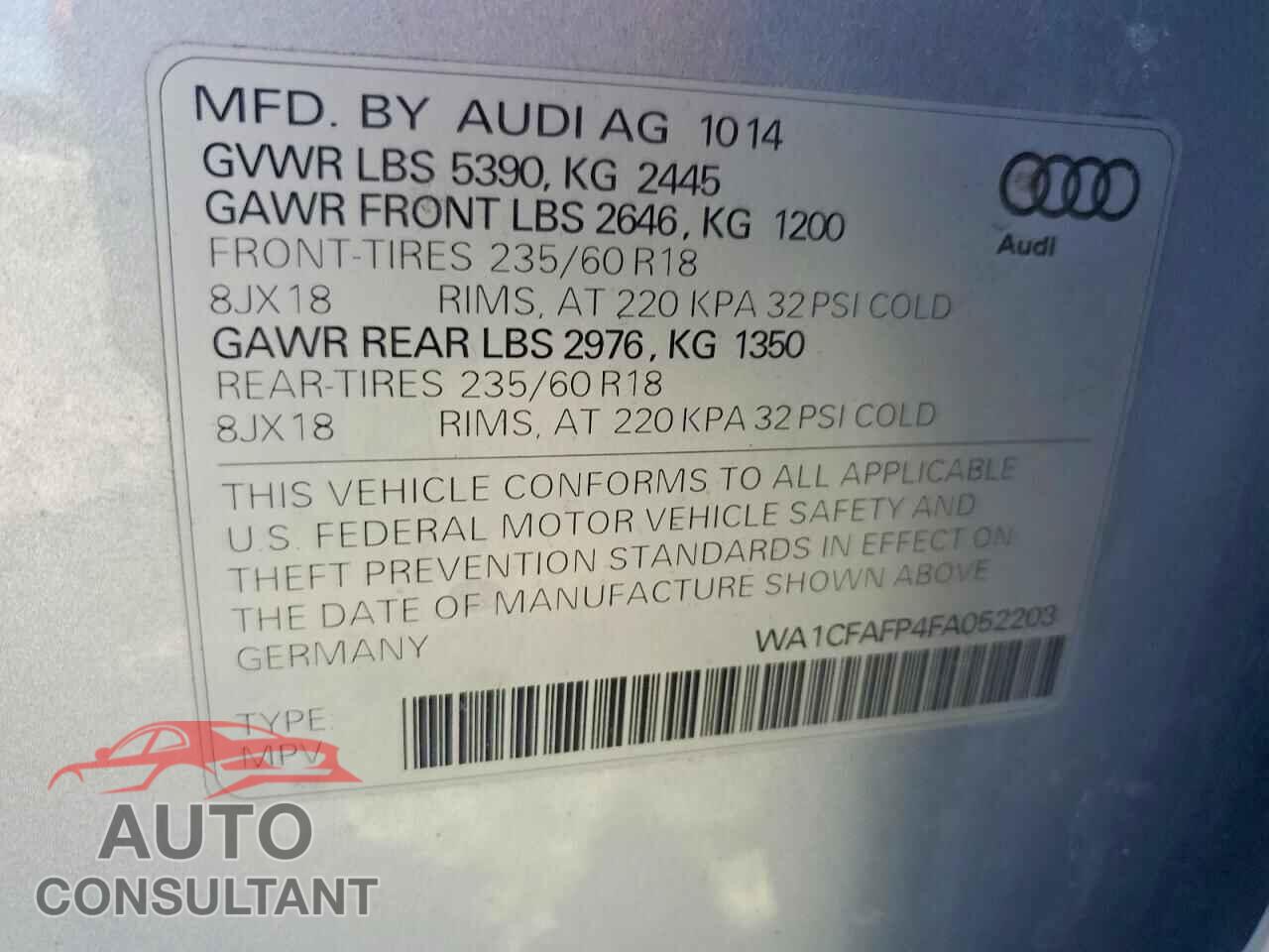 AUDI Q5 2015 - WA1CFAFP4FA052203
