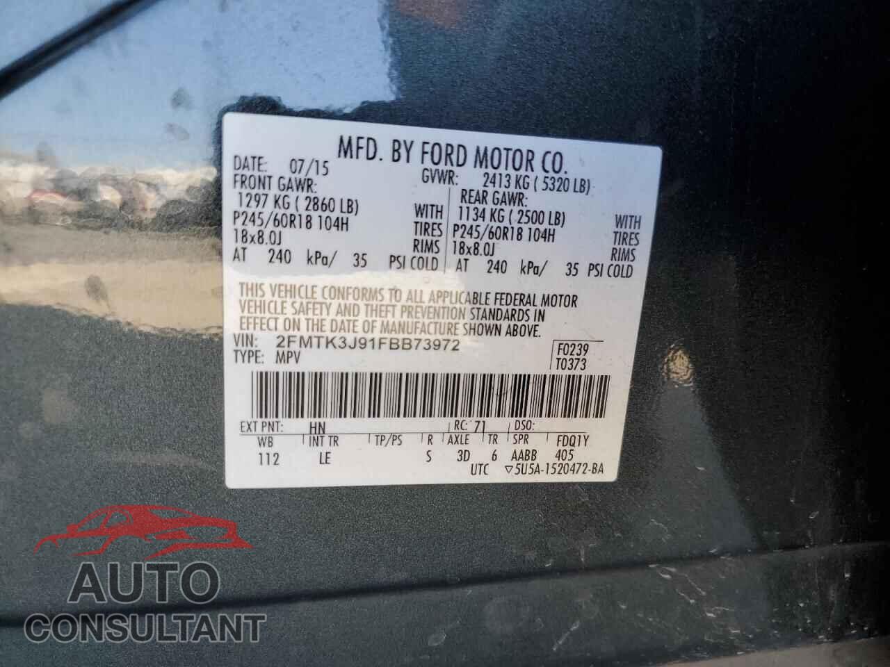 FORD EDGE 2015 - 2FMTK3J91FBB73972