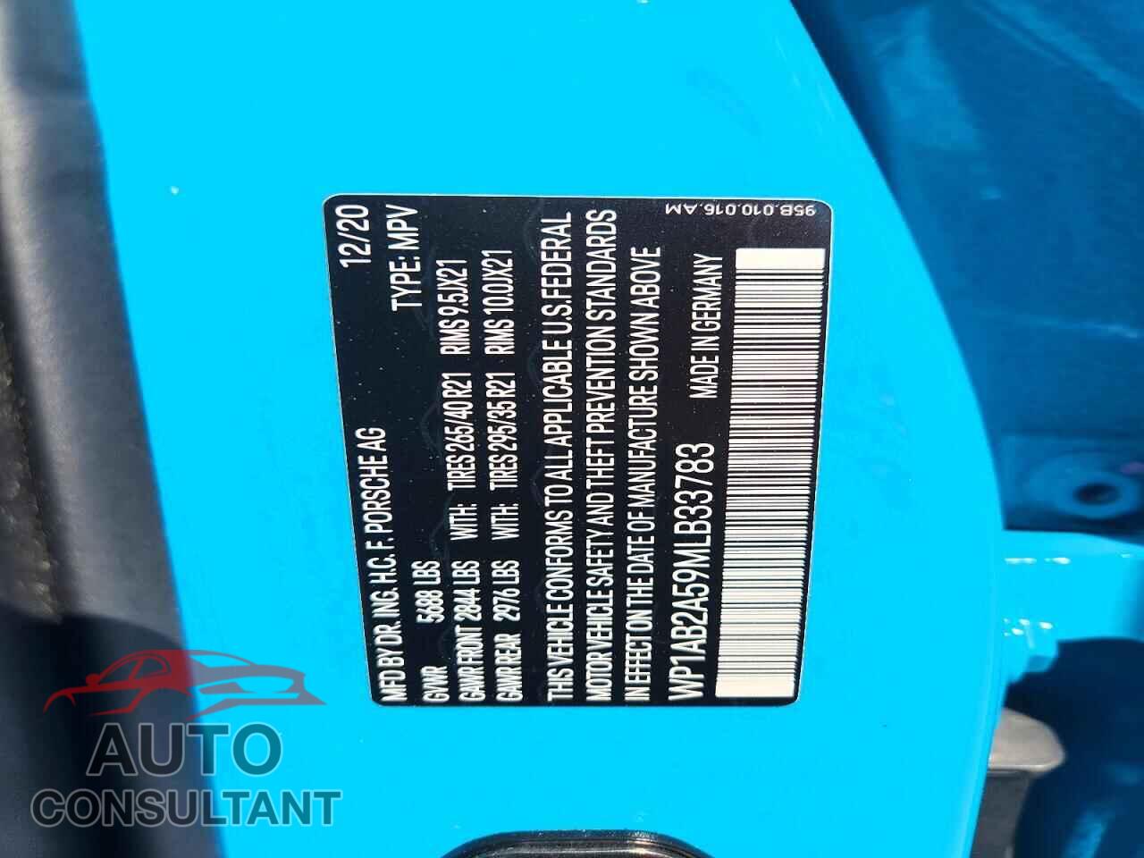 PORSCHE MACAN 2021 - WP1AB2A59MLB33783