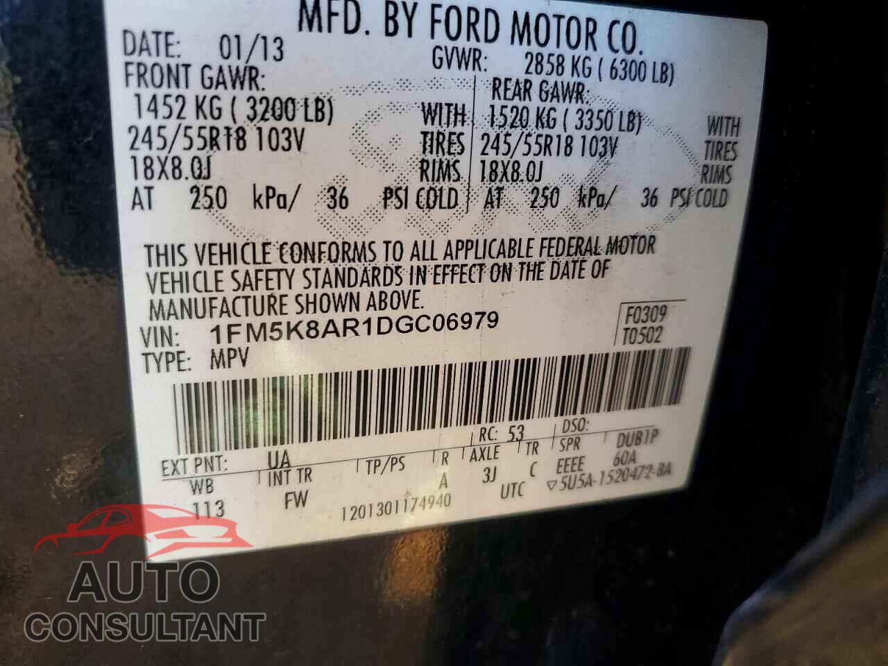 FORD EXPLORER 2013 - 1FM5K8AR1DGC06979