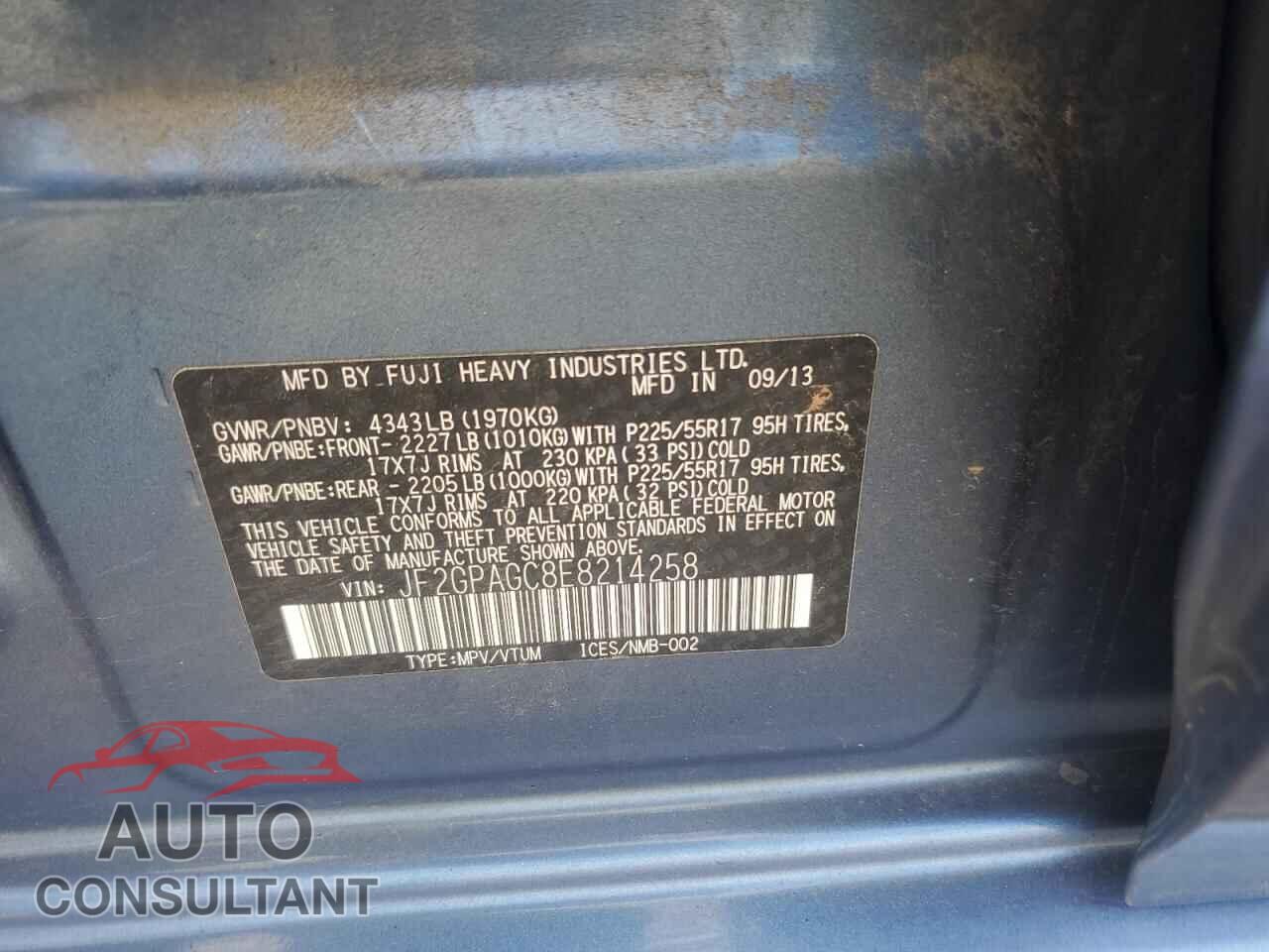 SUBARU XV 2014 - JF2GPAGC8E8214258