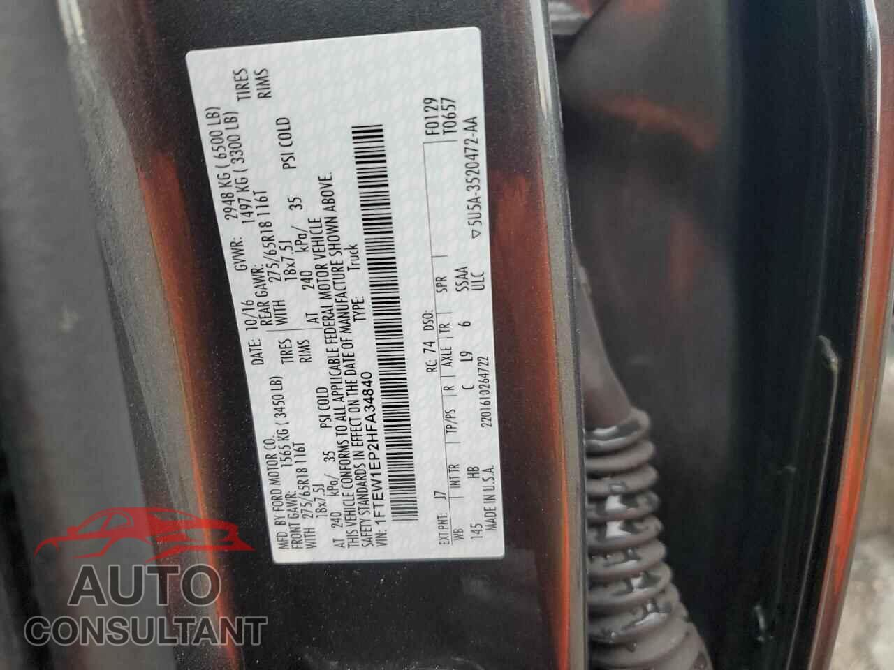 FORD F-150 2017 - 1FTEW1EP2HFA34840