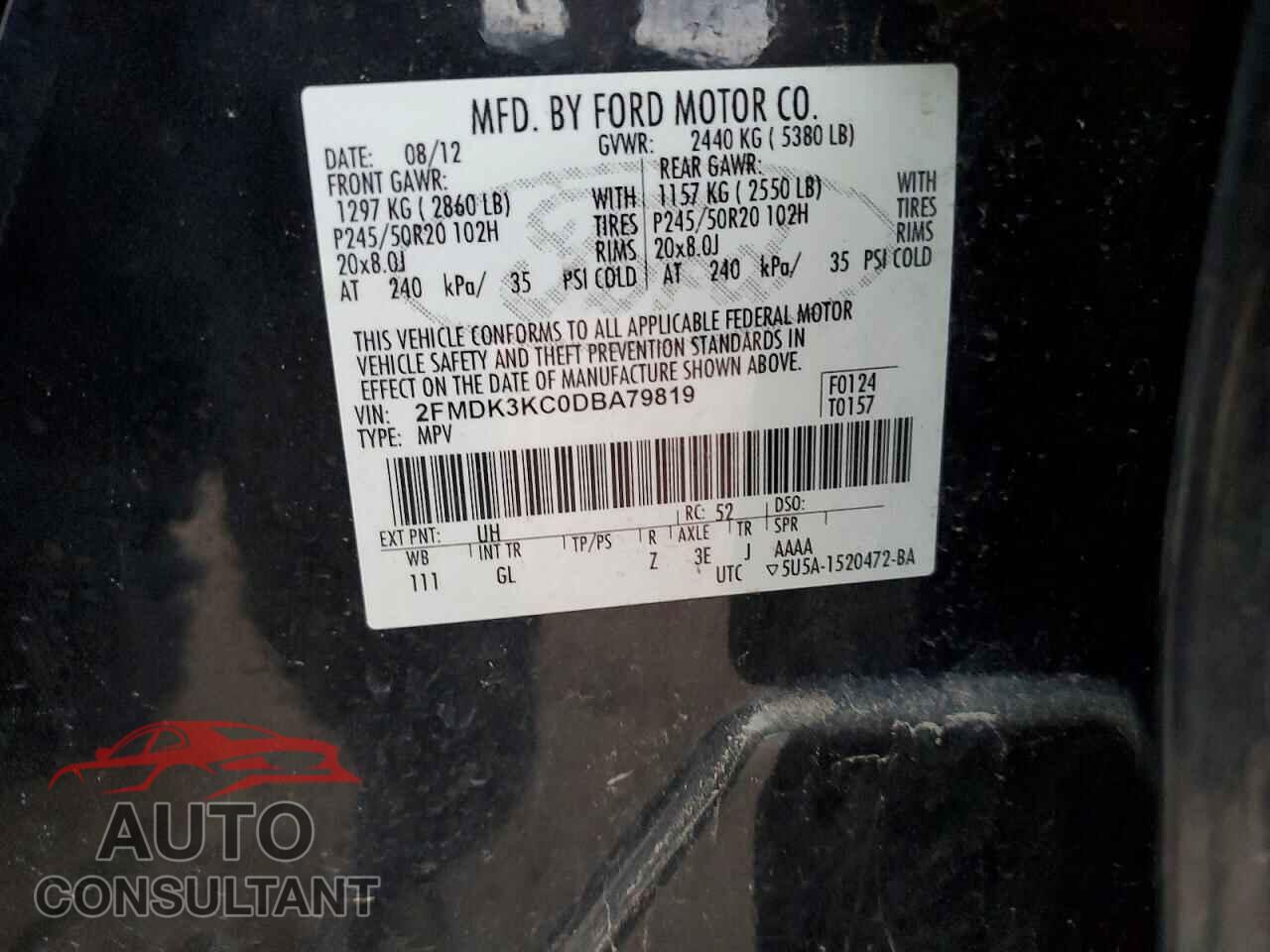 FORD EDGE 2013 - 2FMDK3KC0DBA79819