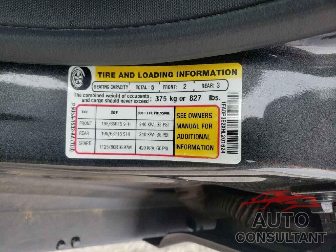 FORD FOCUS 2017 - 1FADP3E2XHL201624