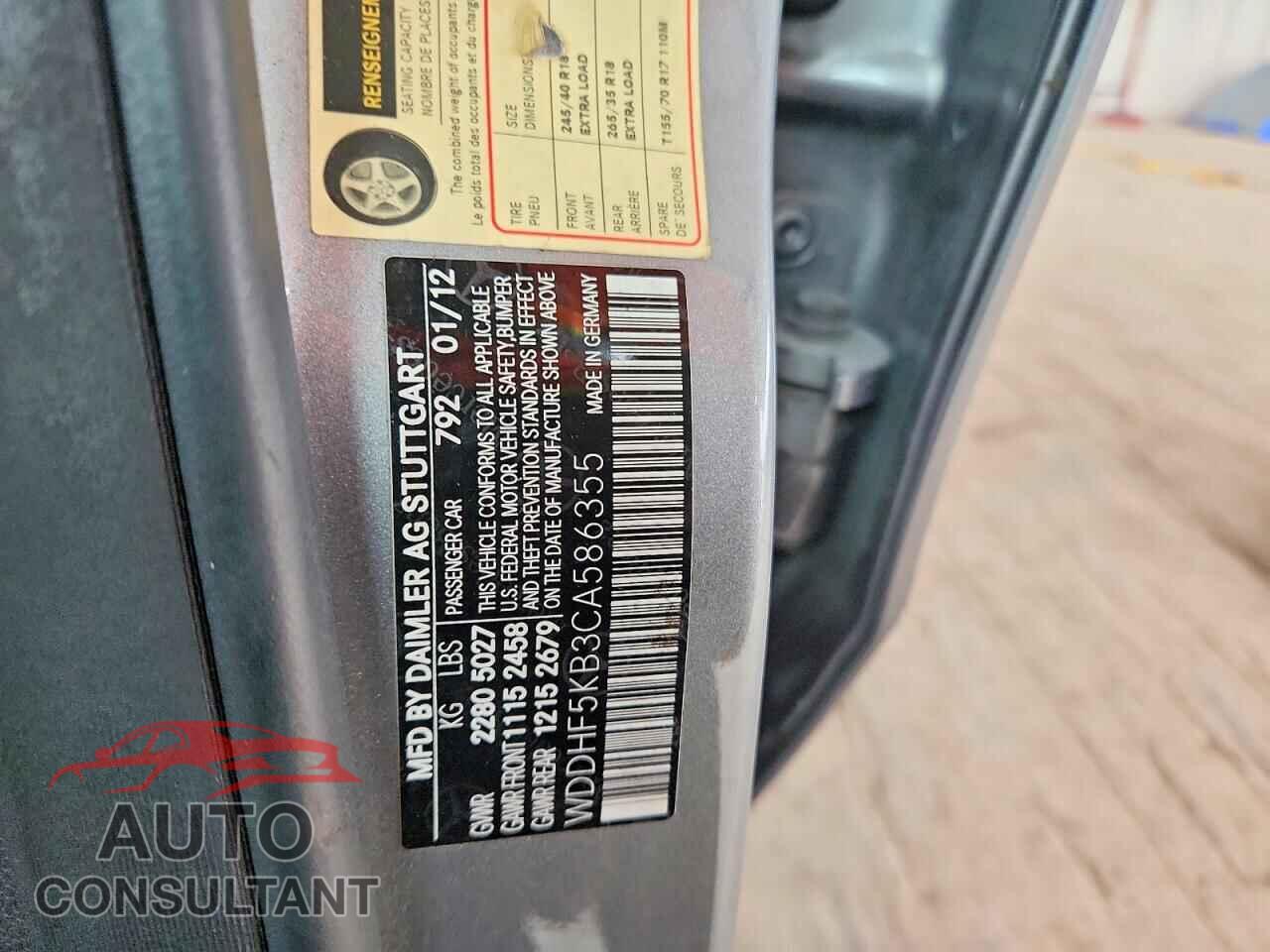 MERCEDES-BENZ E-CLASS 2012 - WDDHF5KB3CA586355