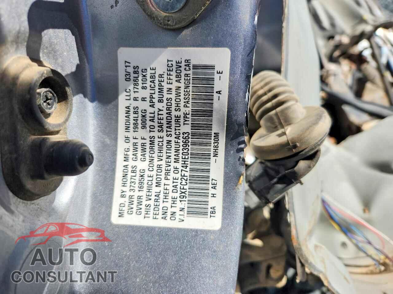 HONDA CIVIC 2017 - 19XFC2F74HE039663