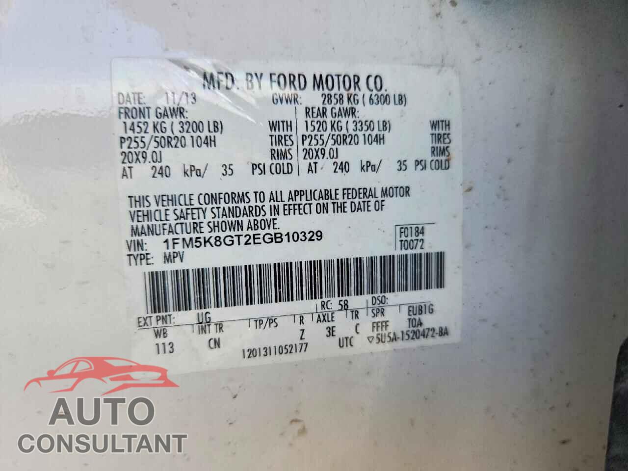 FORD EXPLORER 2014 - 1FM5K8GT2EGB10329