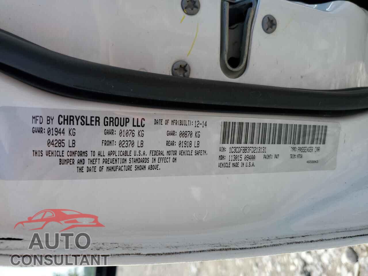 DODGE DART 2015 - 1C3CDFBB3FD213131