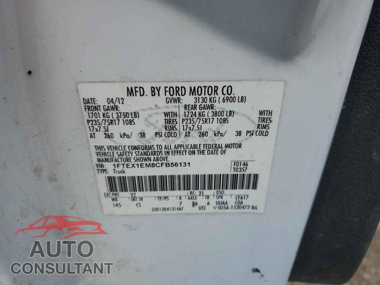 FORD F-150 2012 - 1FTEX1EM8CFB56131