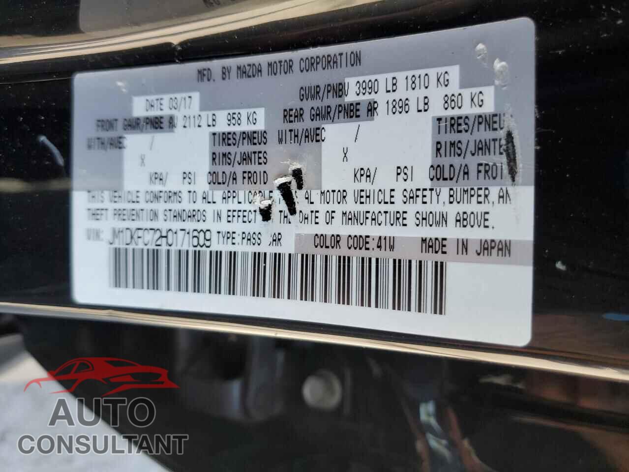 MAZDA CX-3 2017 - JM1DKFC72H0171609