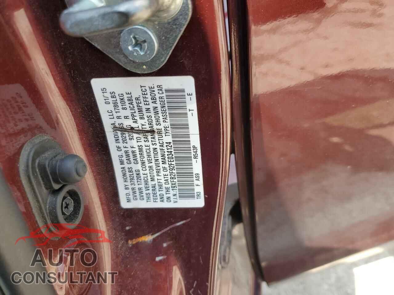 HONDA CIVIC 2015 - 19XFB2F92FE034124
