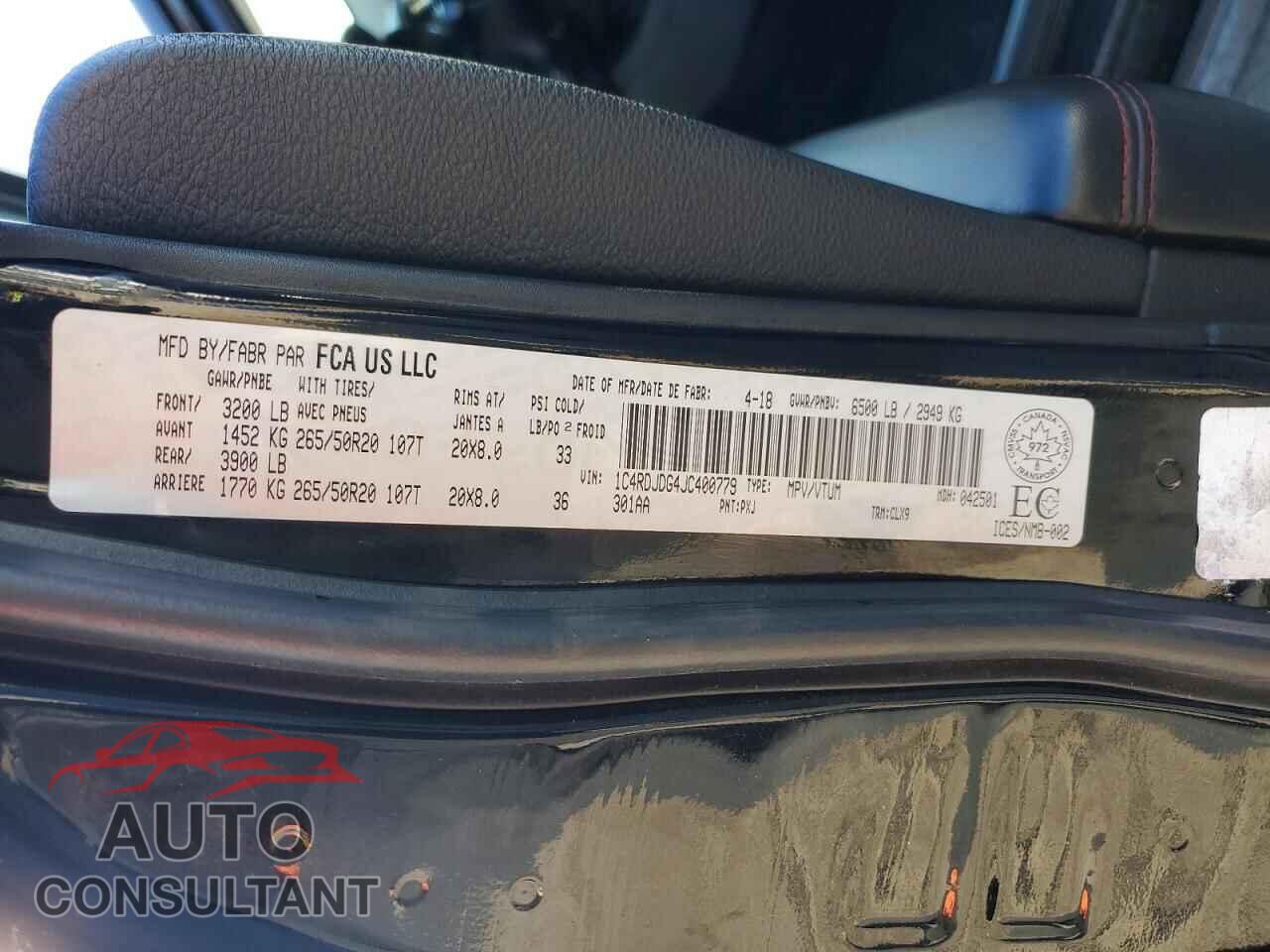 DODGE DURANGO 2018 - 1C4RDJDG4JC400779