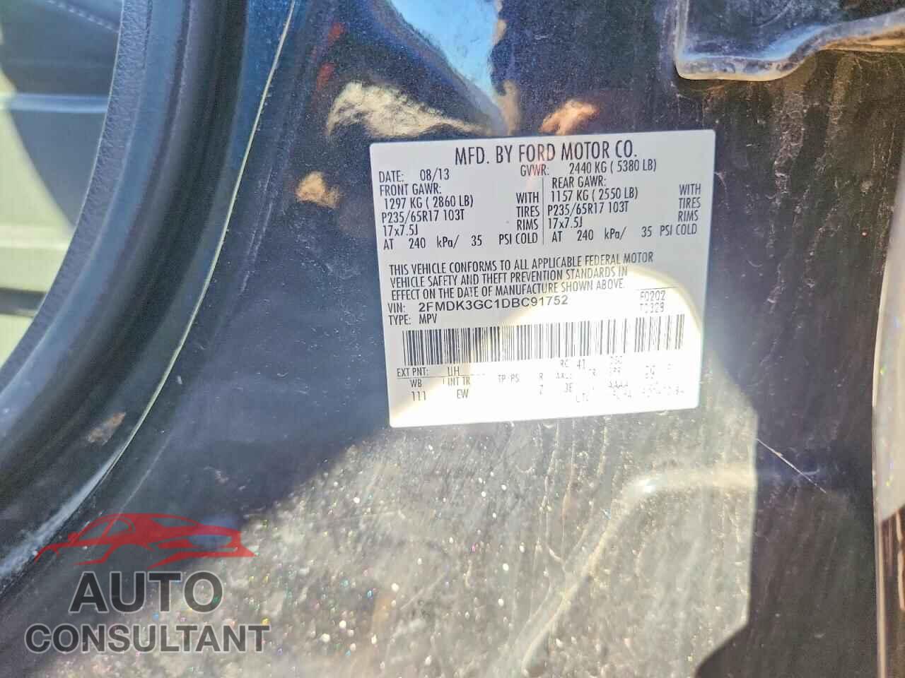FORD EDGE 2013 - 2FMDK3GC1DBC91752