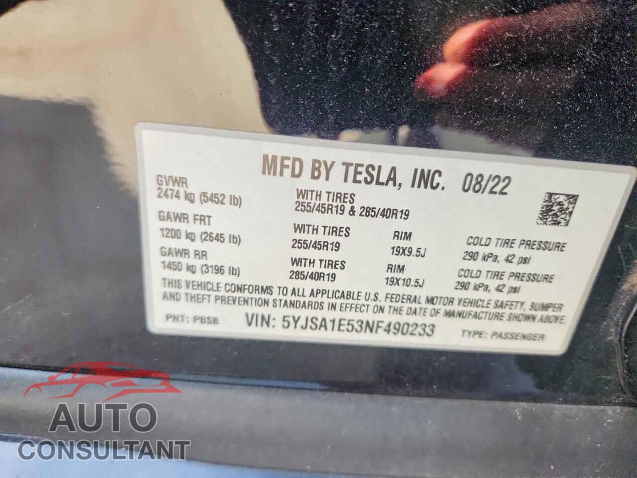 TESLA MODEL S 2022 - 5YJSA1E53NF490233